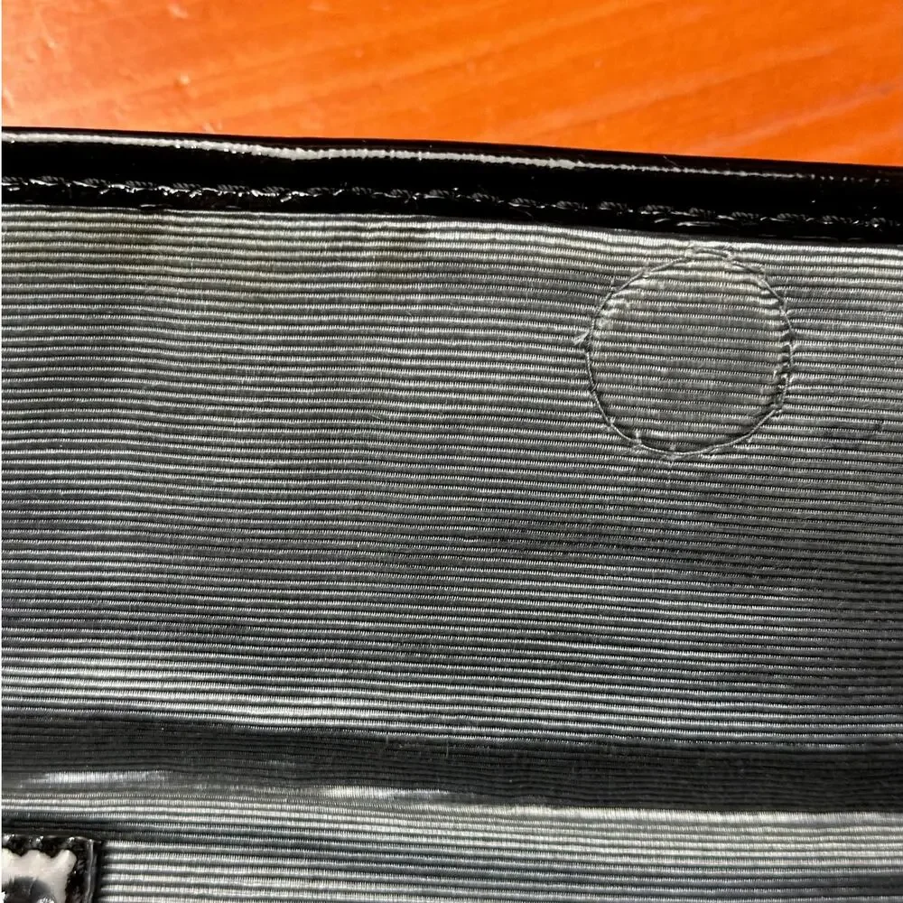 Elliott Lucca Black Patent Leather Clutch with Chain Strap